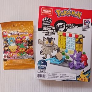 LEGO & Mega Blox! POKEMON GALARIAN MEOWTH TOXEL Building Set + Lego Dragon Fig.